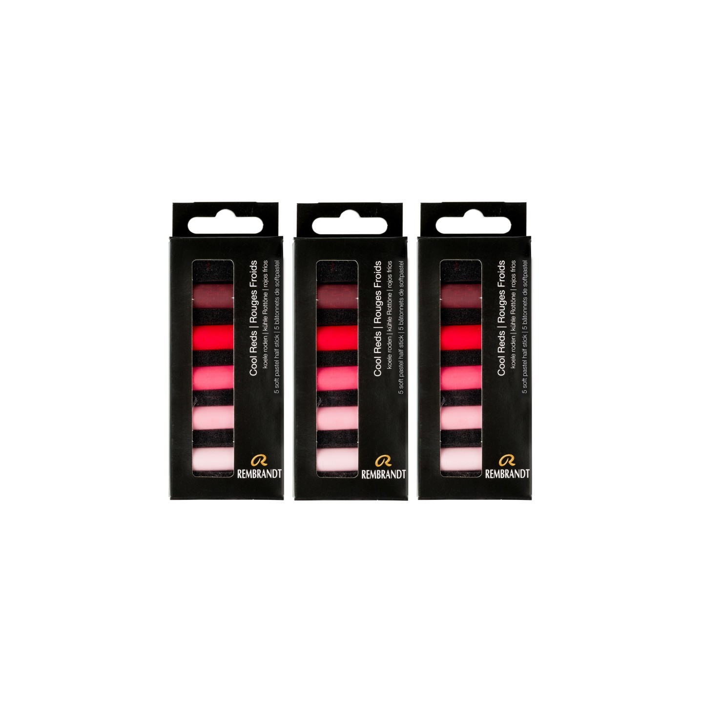 Rembrandt Soft Pastels Micro Sets, Cool Reds Per Set, 5 Half Sticks, 3 Sets