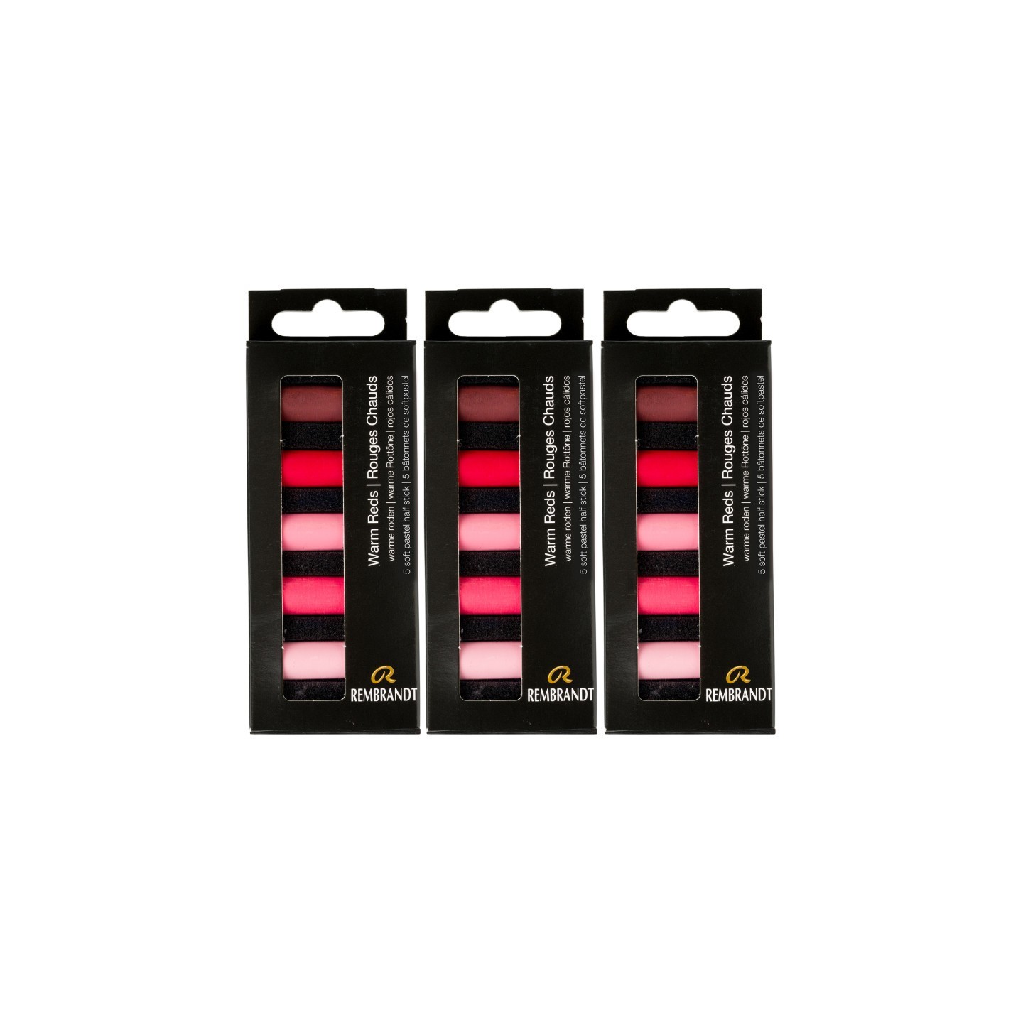 Rembrandt Soft Pastels Micro Sets, Warm Reds Per Set, 5 Half Sticks, 3 Sets
