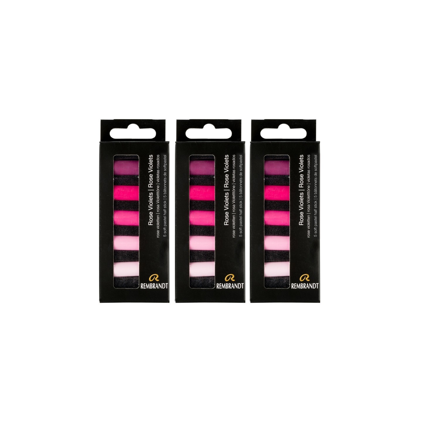 Rembrandt Soft Pastels Micro Sets, Rose Violets Per Set, 5 Half Sticks, 3 Sets