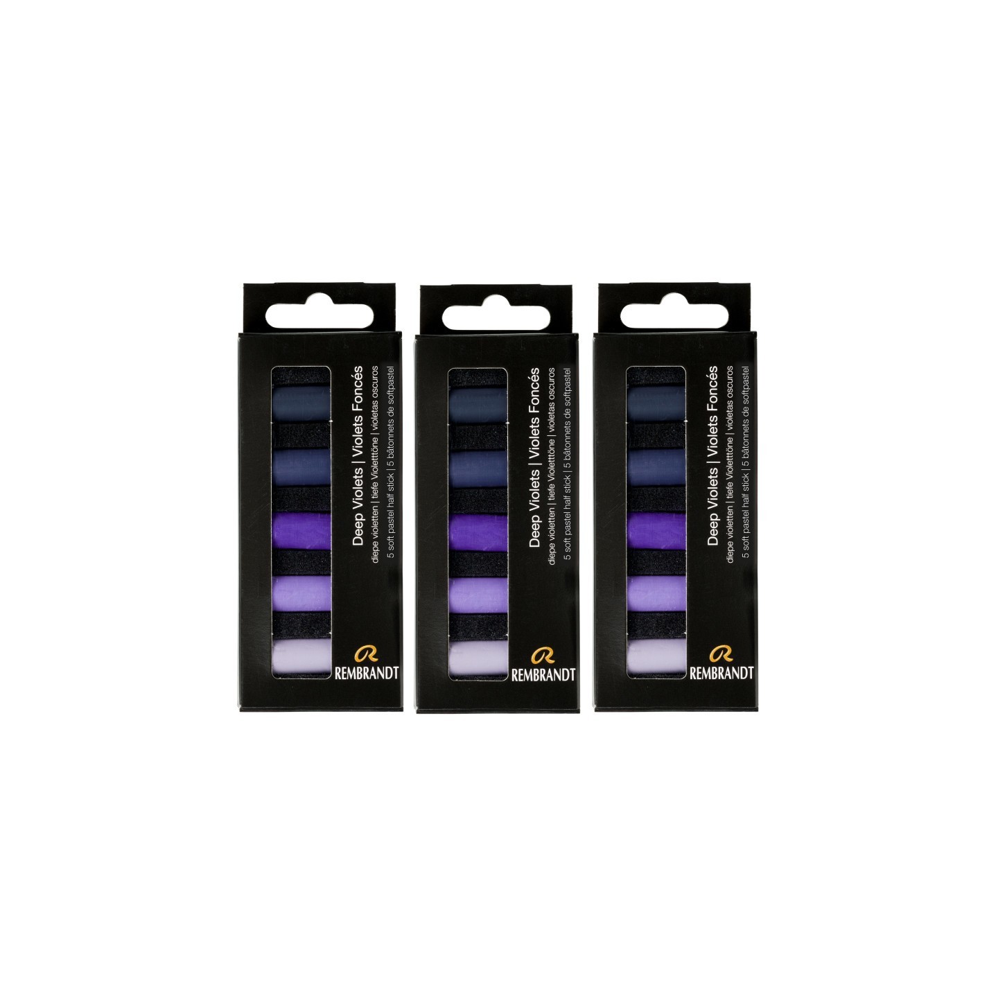 Rembrandt Soft Pastels Micro Sets, Deep Violets Per Set, 5 Half Sticks, 3 Sets