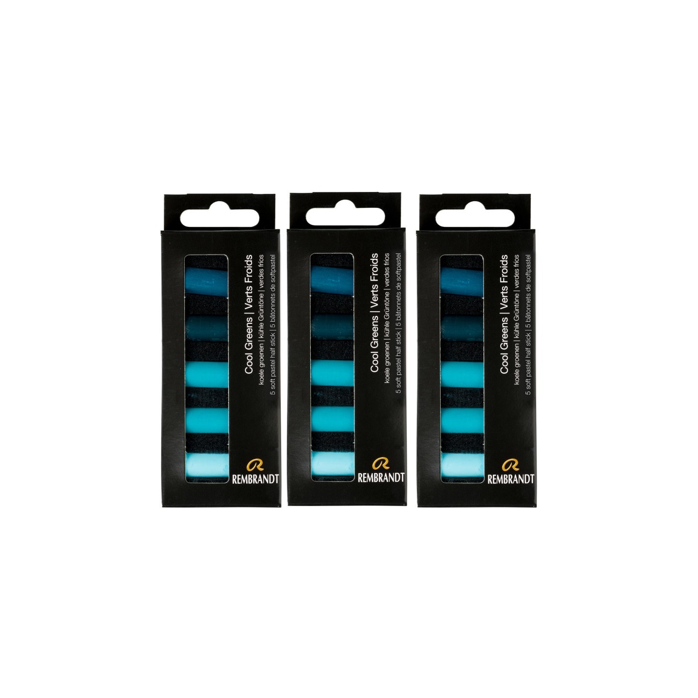 Rembrandt Soft Pastels Micro Sets, Cool Greens Per Set, 5 Half Sticks, 3 Sets