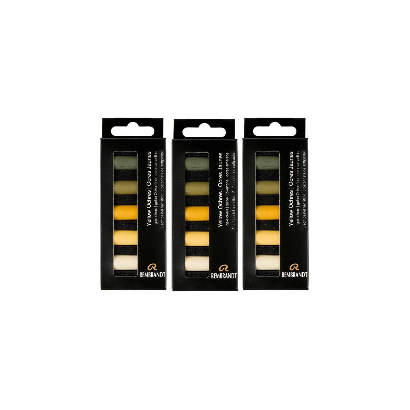 Rembrandt Soft Pastels Micro Sets, Yellow Ochres Per Set, 5 Half Sticks, 3 Sets