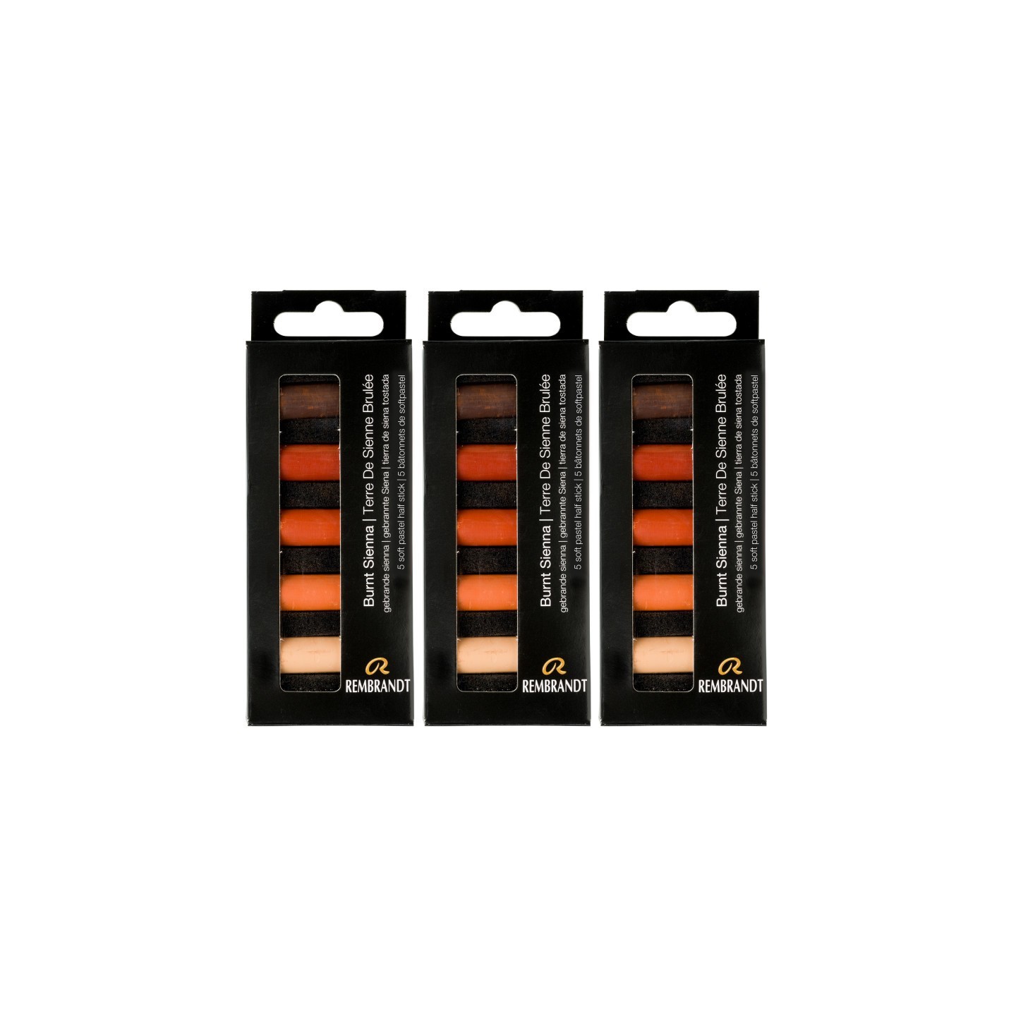 Rembrandt Soft Pastels Micro Sets, Burnt Sienna Per Set, 5 Half Sticks, 3 Sets