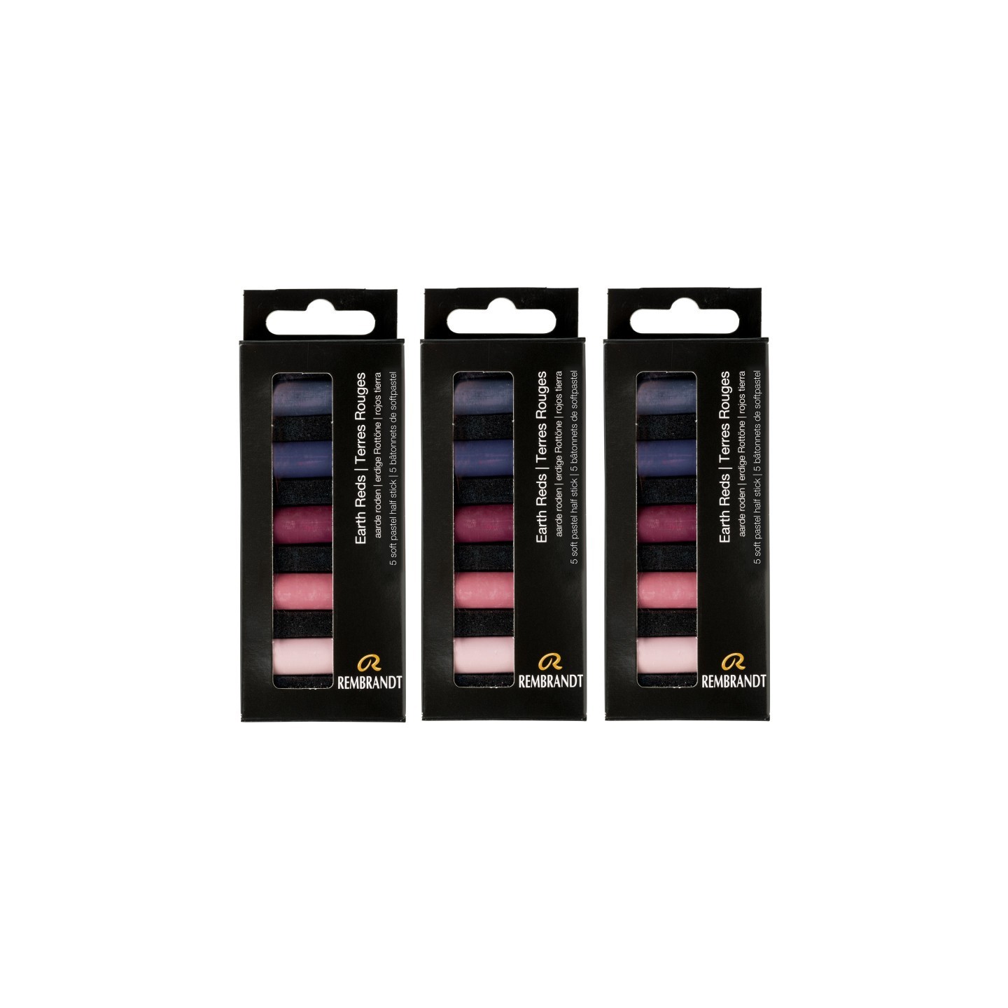 Rembrandt Soft Pastels Micro Sets, Earth Reds Per Set, 5 Half Sticks, 3 Sets