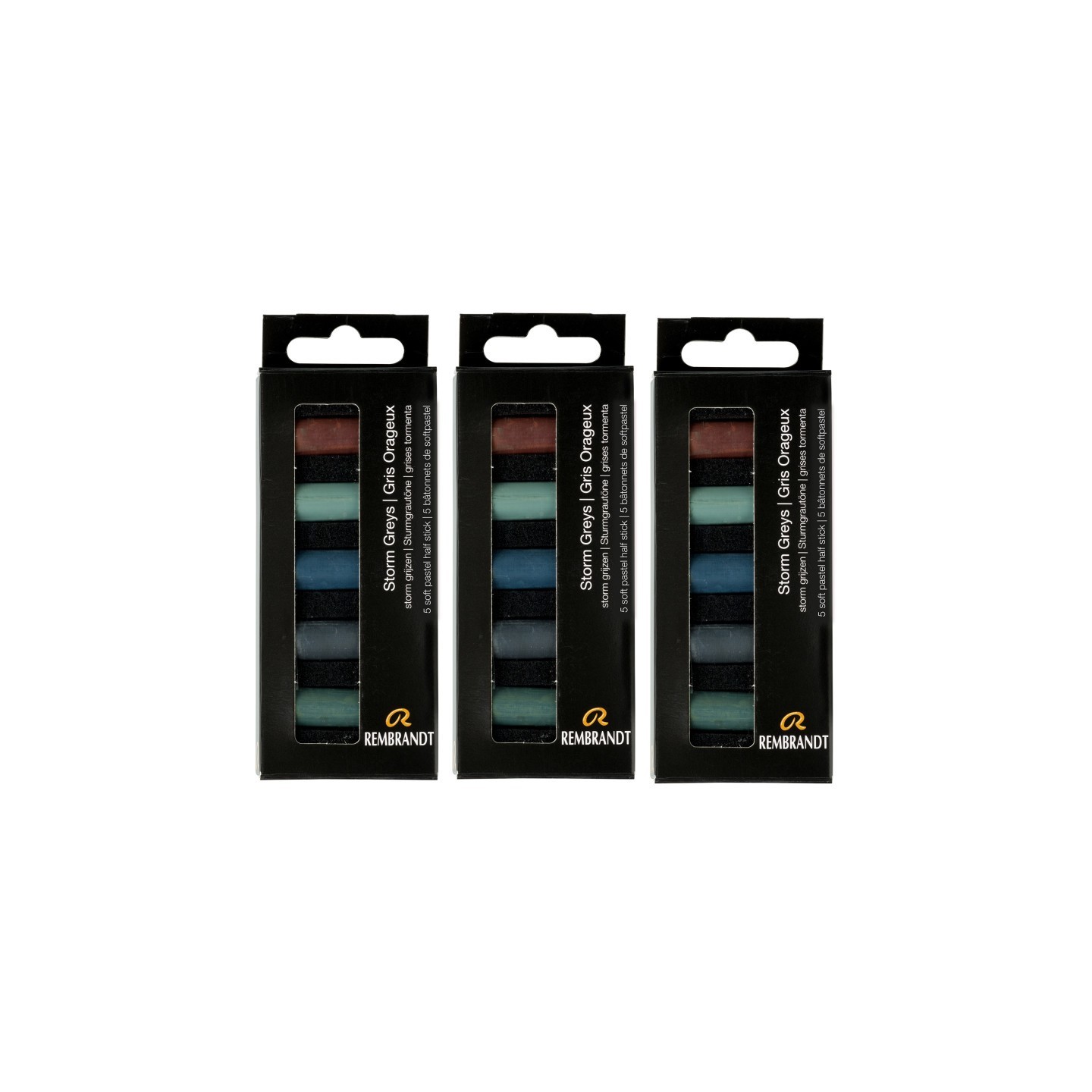 Rembrandt Soft Pastels Micro Sets, Storm Greys Per Set, 5 Half Sticks, 3 Sets