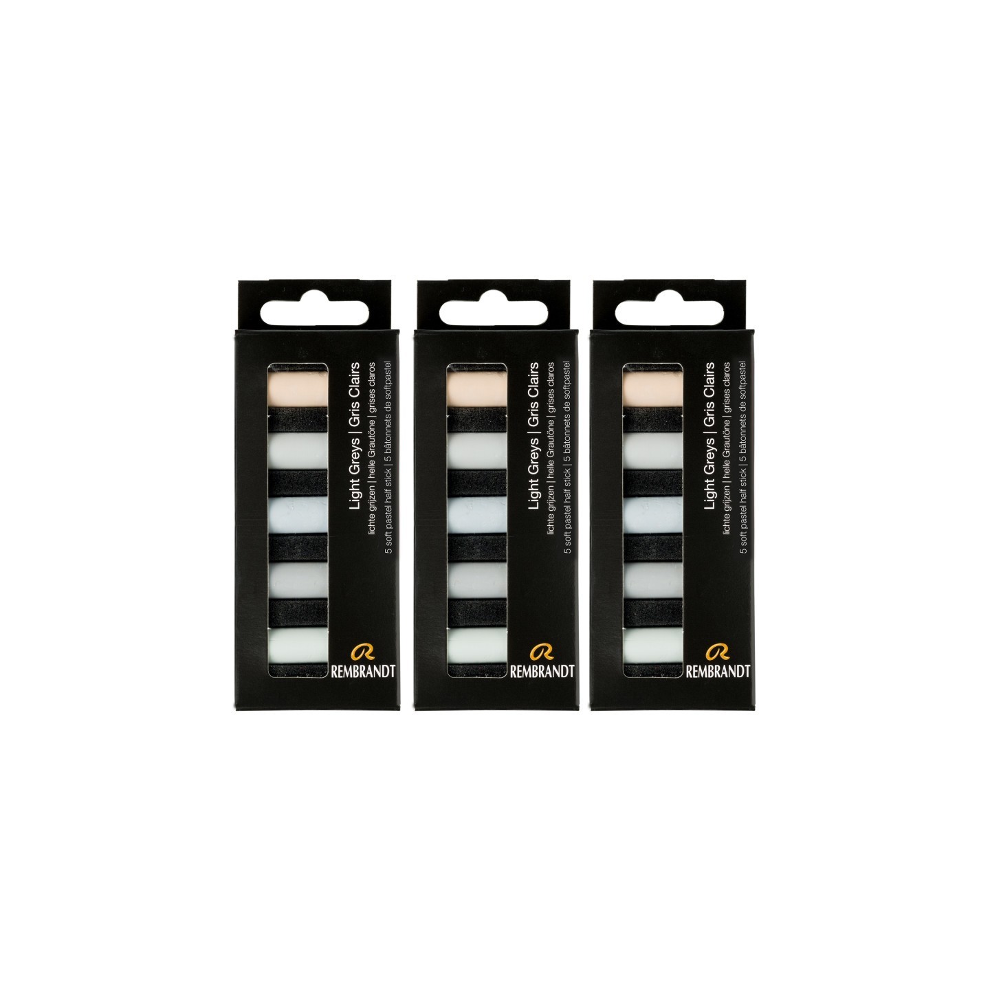 Rembrandt Soft Pastels Micro Sets, Light Greys Per Set, 5 Half Sticks, 3 Sets