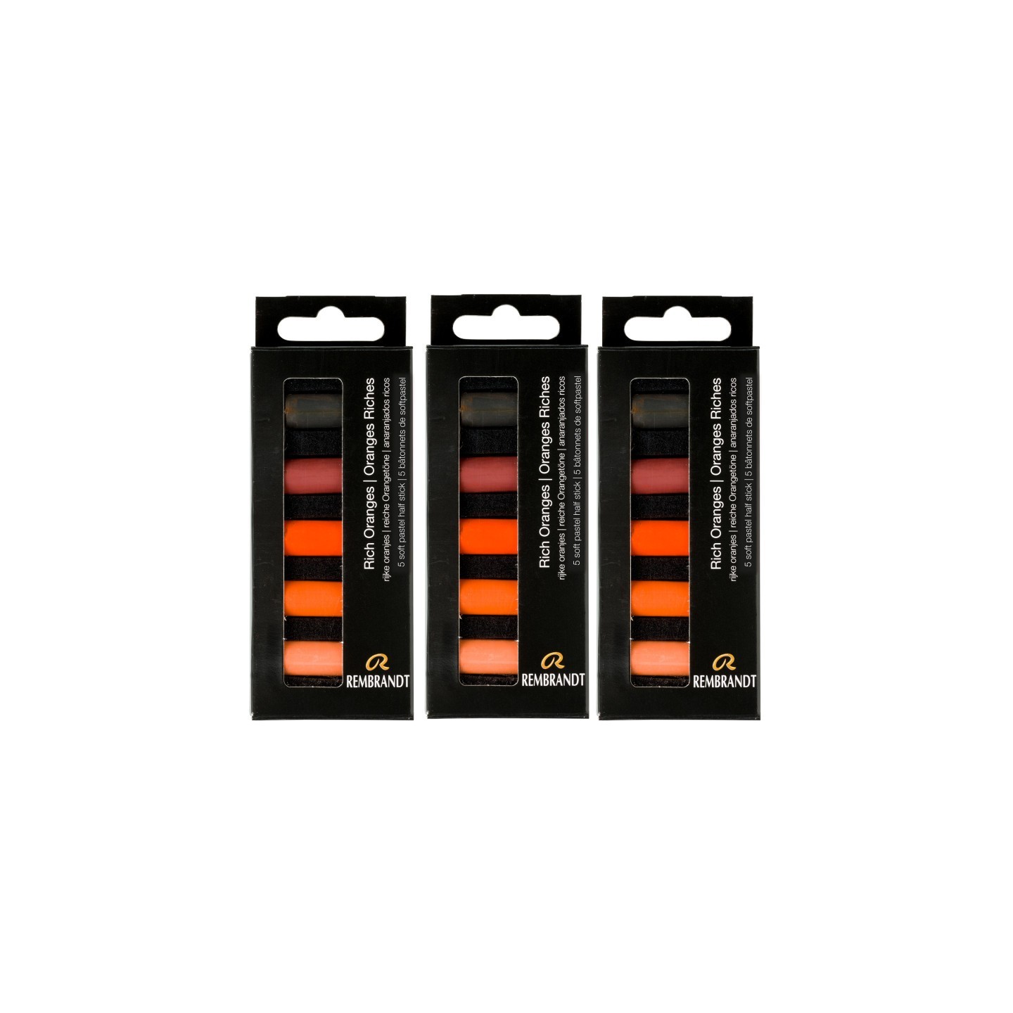 Rembrandt Soft Pastels Micro Sets, Rich Oranges Per Set, 5 Half Sticks, 3 Sets