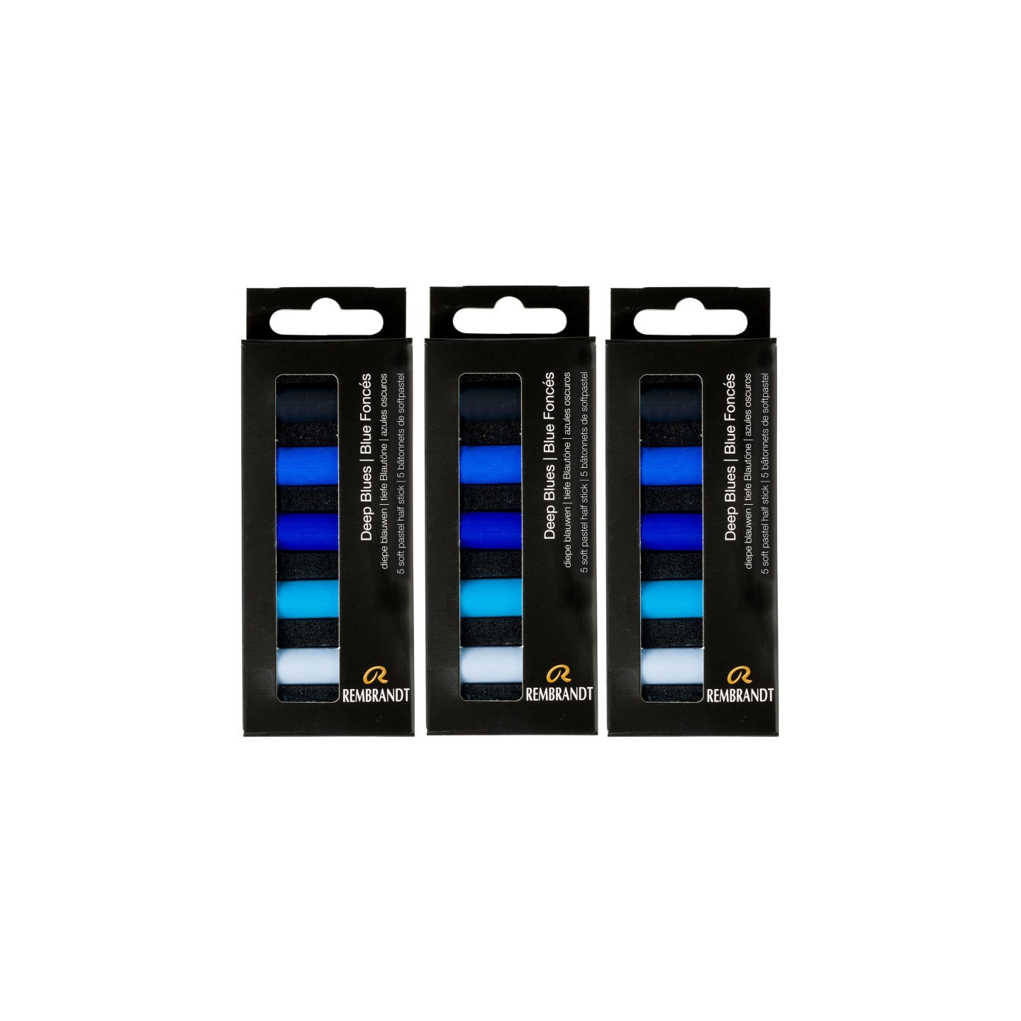 Rembrandt Soft Pastels Micro Sets, Deep Blues Per Set, 5 Half Sticks, 3 Sets