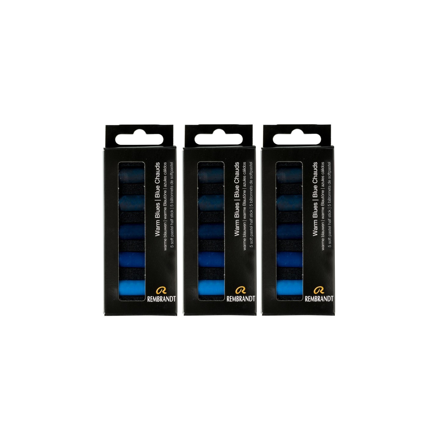 Rembrandt Soft Pastels Micro Sets, Warm Blues Per Set, 5 Half Sticks, 3 Sets