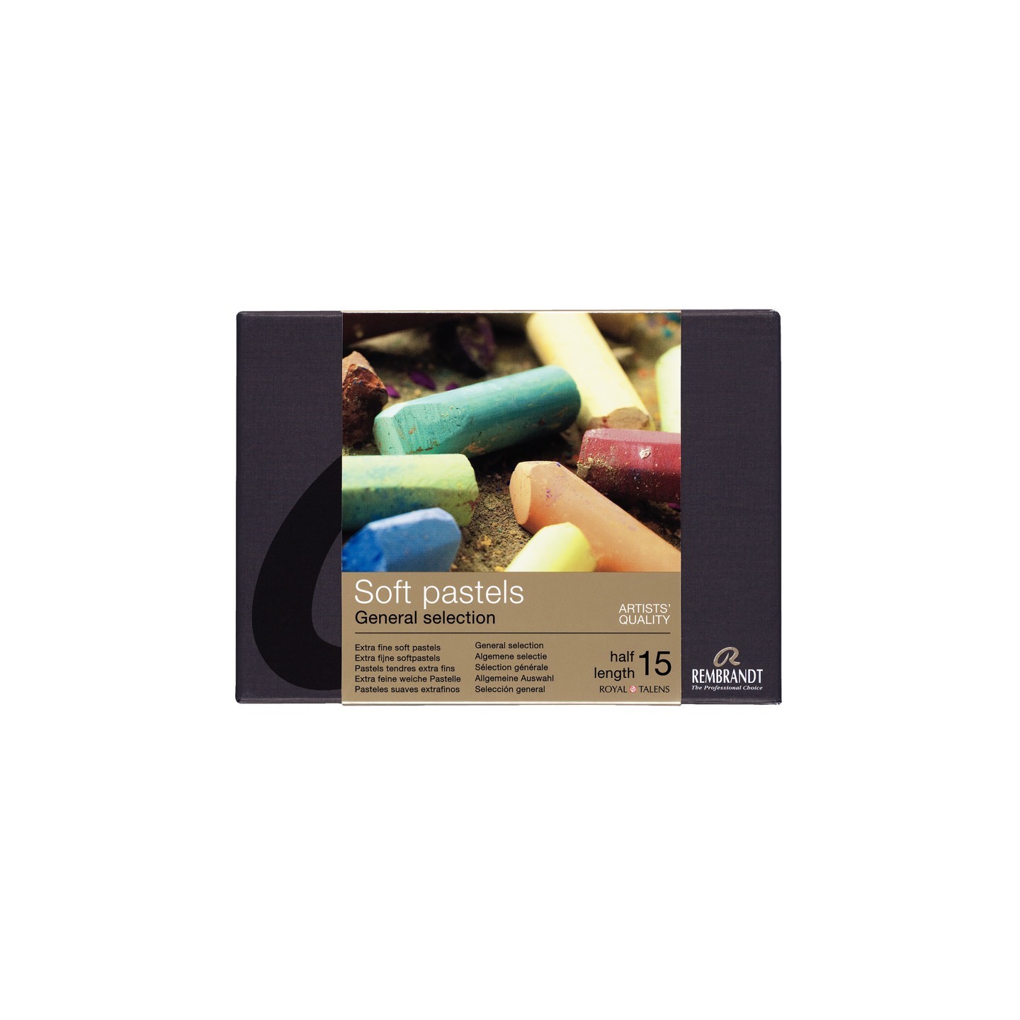 Rembrandt Soft Pastel Cardboard Box Set, General Selection, 15 Half Sticks