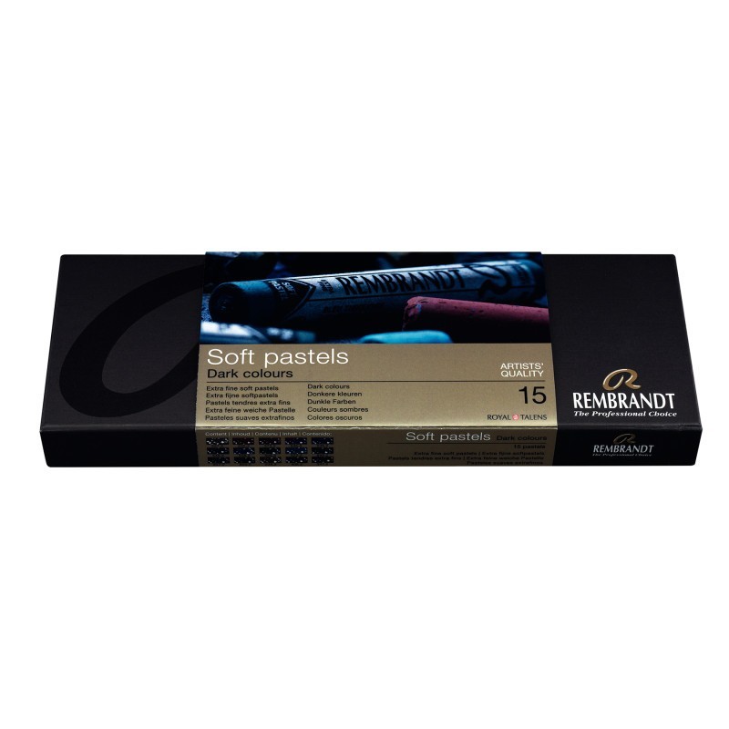 Rembrandt Soft Pastel Cardboard Box Set, Dark Shade Selection, 15 Full Sticks