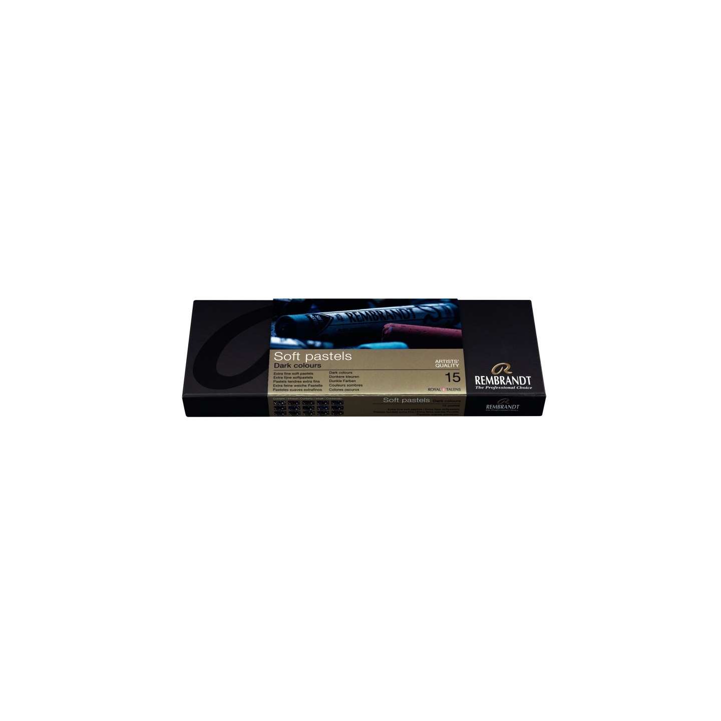 Rembrandt Soft Pastel Cardboard Box Set, Dark Shade Selection, 15 Full Sticks