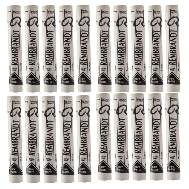 Rembrandt Soft Pastel Single Color Set, White (100.5), 5 Full Sticks Per Pack, 4 Packs