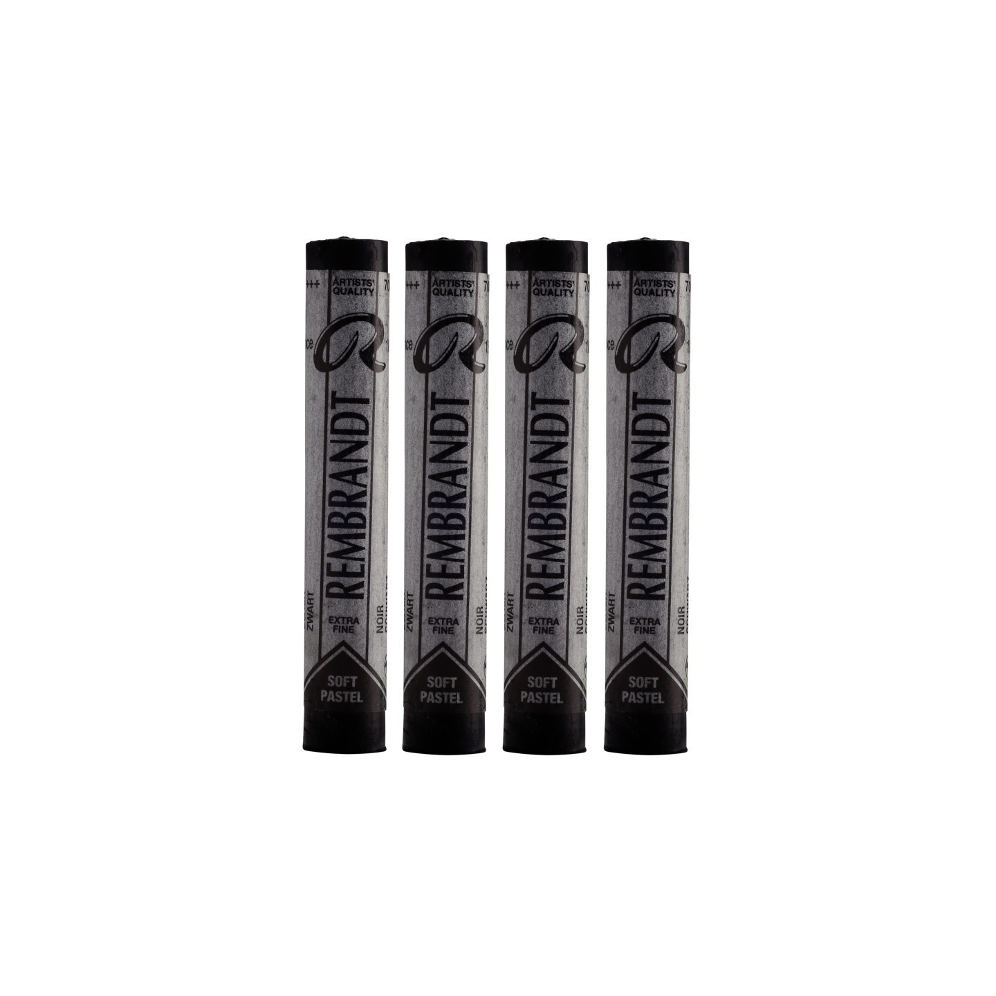 Rembrandt Soft Pastel Single Color Set, Black (700.5), 5 Full Sticks Per Pack, 4 Packs
