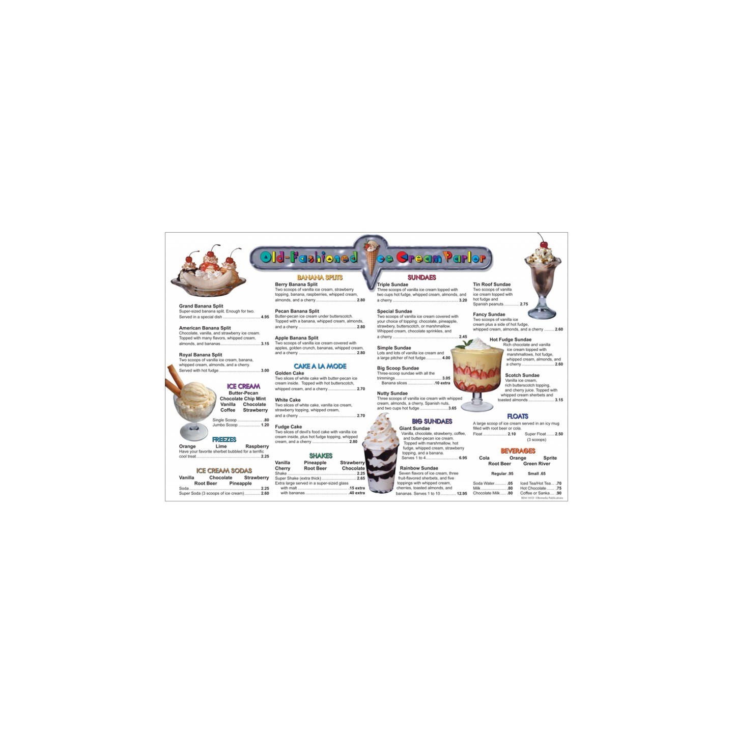 Remedia Publications Menu Math: Old-Fashioned Ice Cream Parlor, 6 Extra Menus