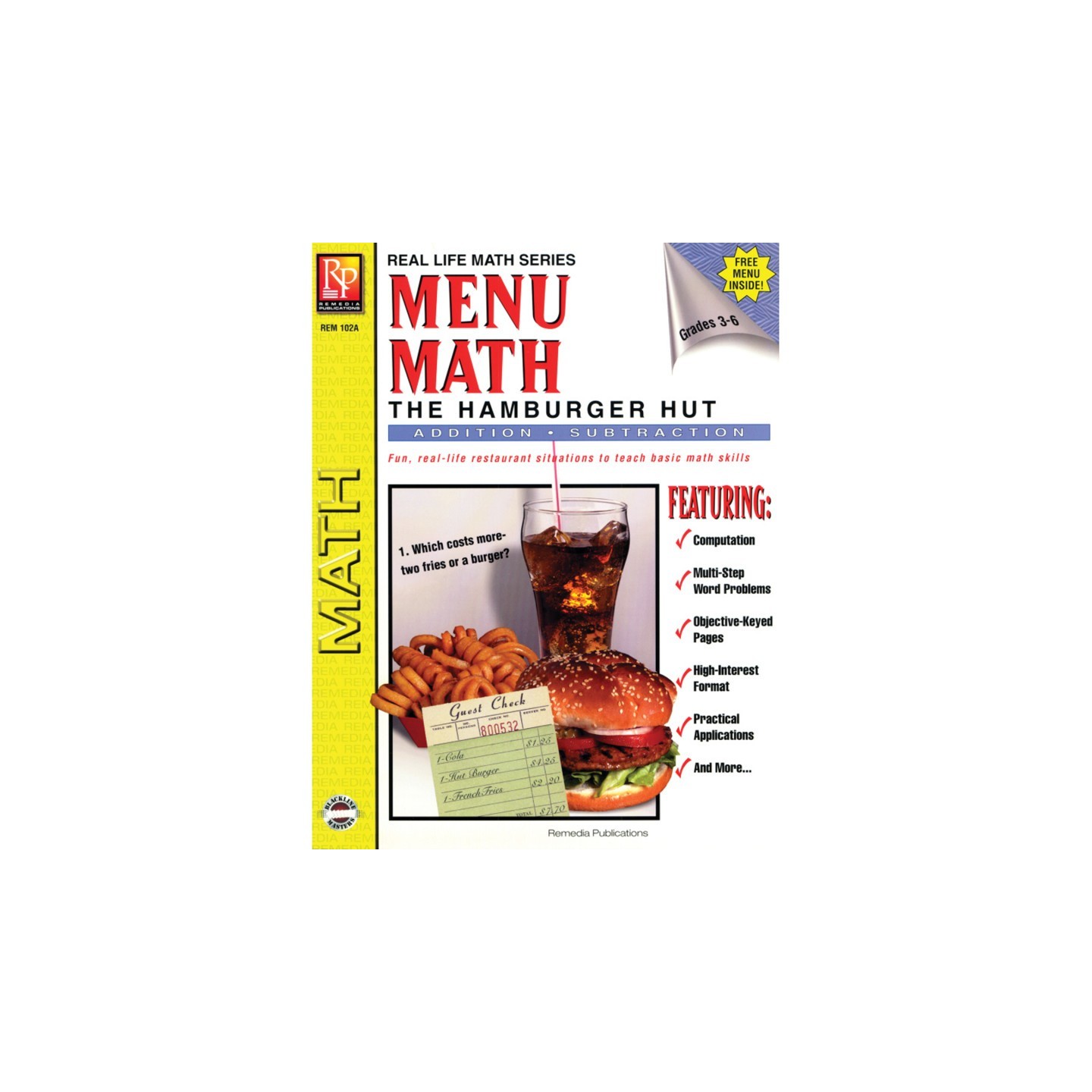 Remedia Publications Menu Math: The Hamburger Hut Book, Addition & Subtraction