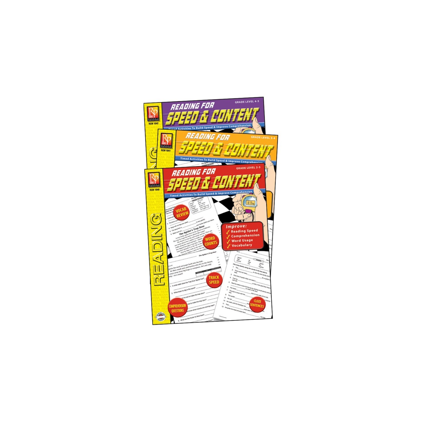 Remedia Publications Reading for Speed & Content 3-Book Set