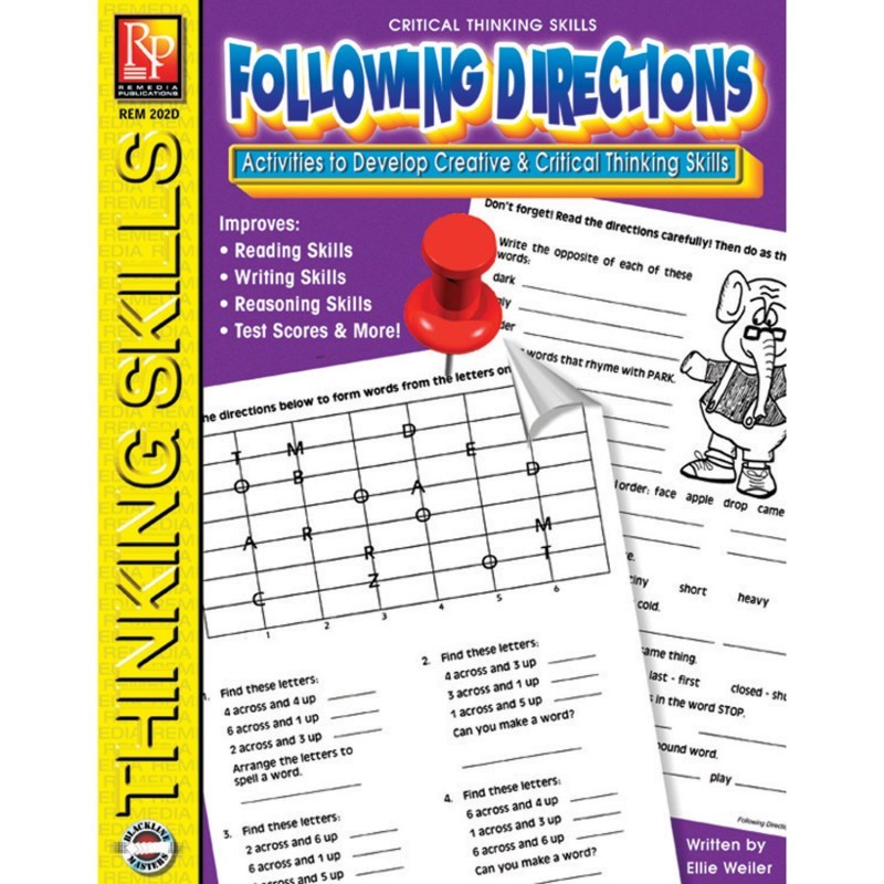 Remedia Publications Critical Thinking Skills, Following Directions Activity Book