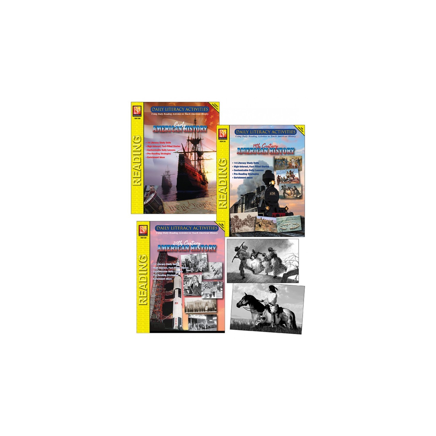 Remedia Publications Daily Literacy Activities: American History Complete Set of 3 Titles