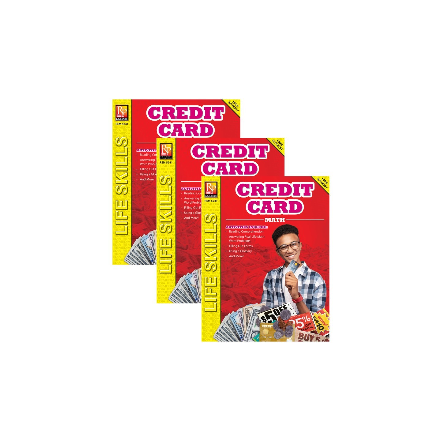Remedia Publications Credit Card Math: Life Skills Math Series, Pack of 3