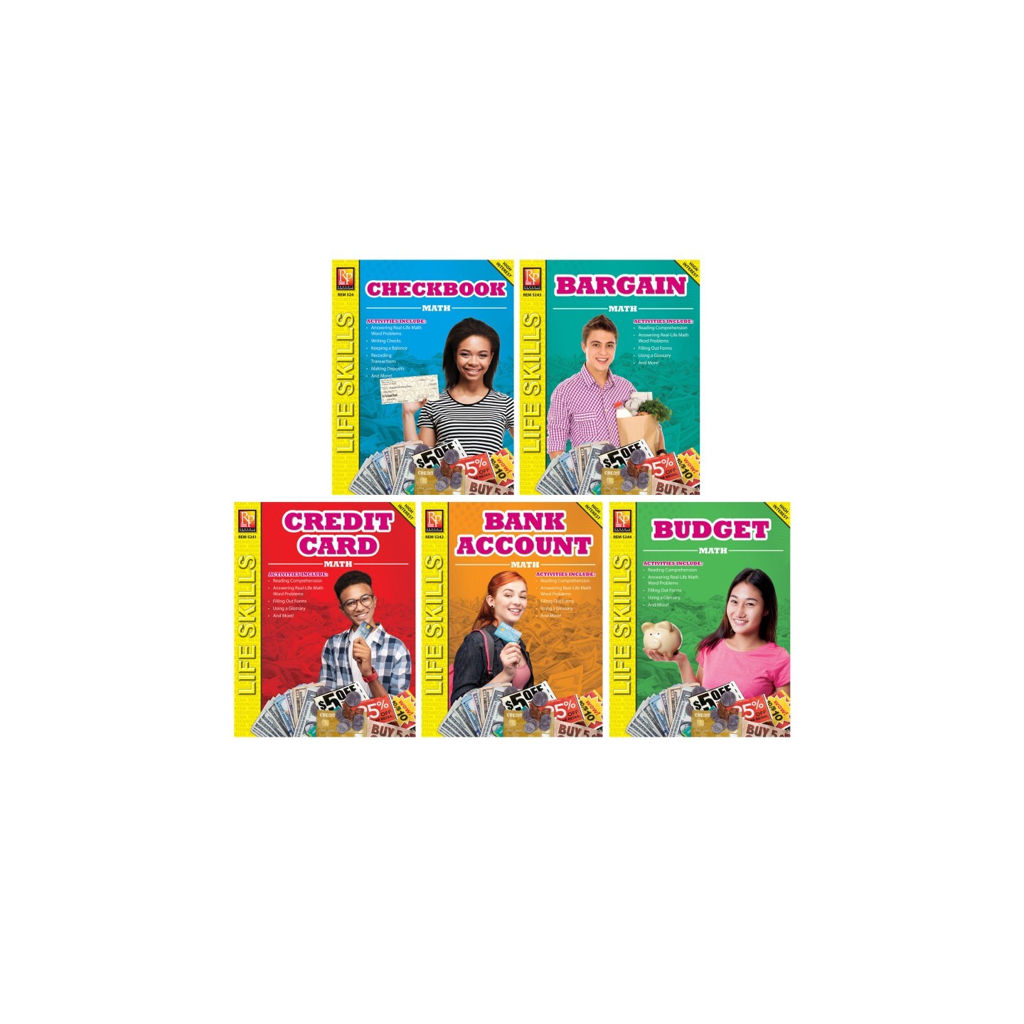 Remedia Publications Life Skills Math Series, Set of 5