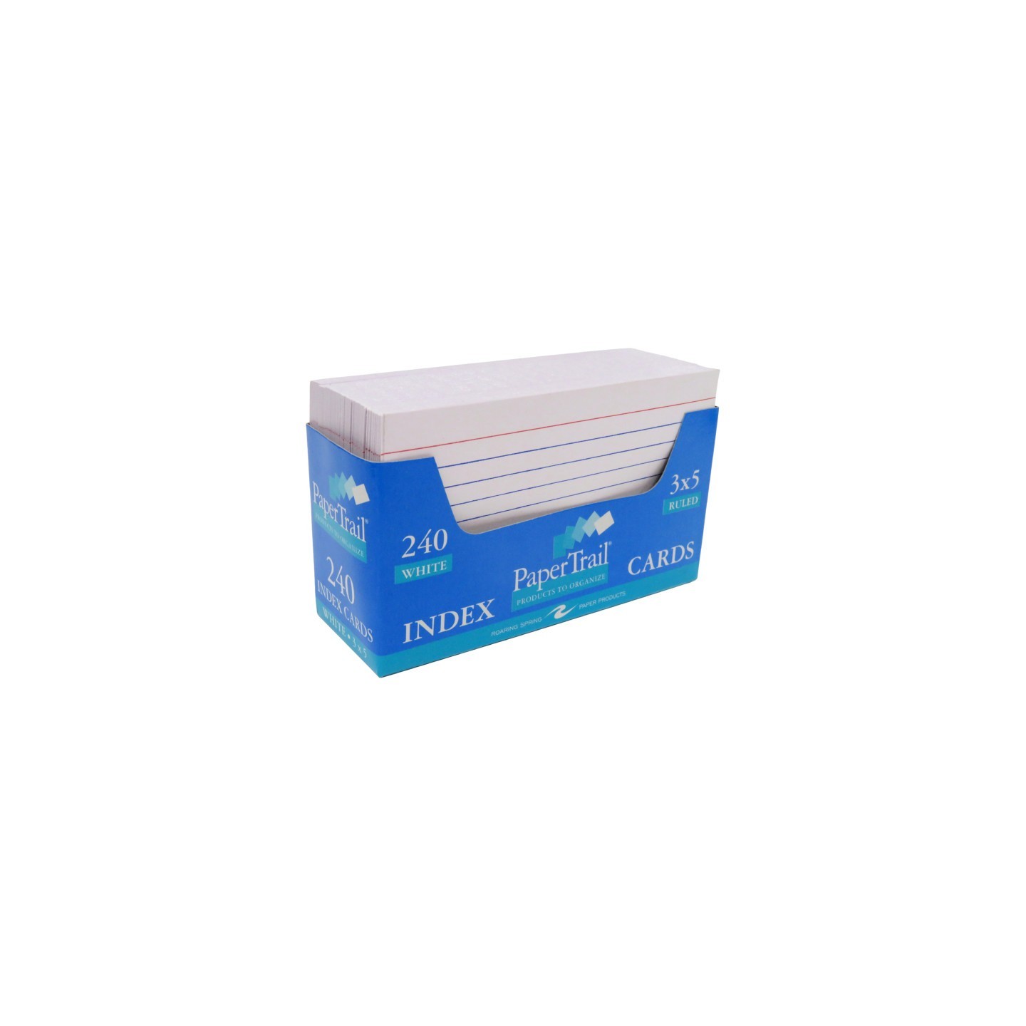 Roaring Spring Paper Products Trayed Index Cards, 3" x 5",White, Pack of 240