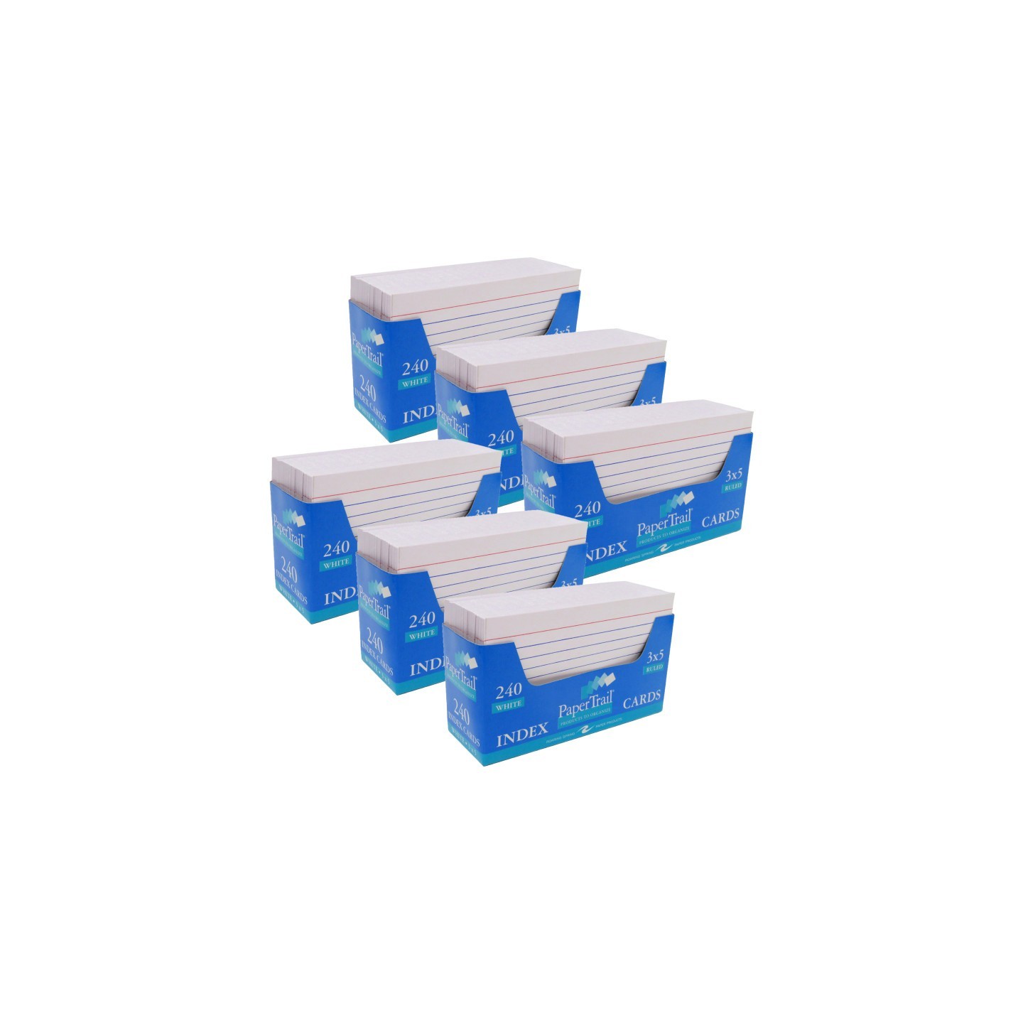 Roaring Spring Paper Products Trayed Index Cards, 3" x 5", White, 240 Per Pack, 6 Packs
