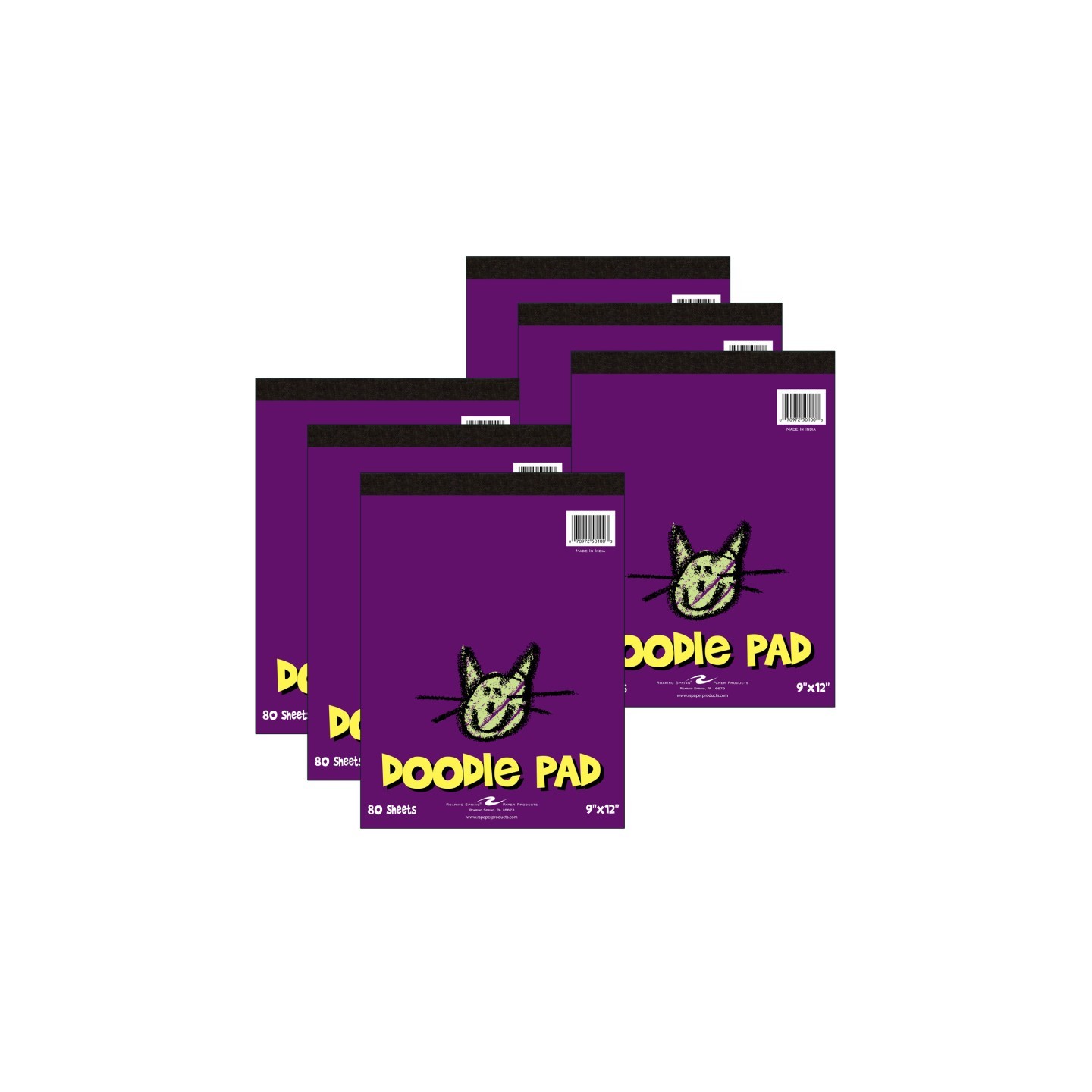 Roaring Spring Paper Products Kid's Doodle Pad, 9" x 12", 80 Sheets, Pack of 6