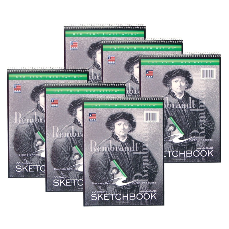 Roaring Spring Paper Products Sketchbook, 9" x 12", 30 Sheets, Pack of 6