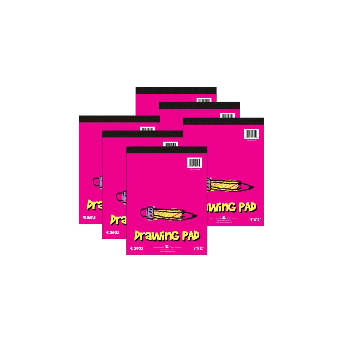 Roaring Spring Paper Products Kid's Drawing Pad, 9" x 12", 40 Sheets, Pack of 6