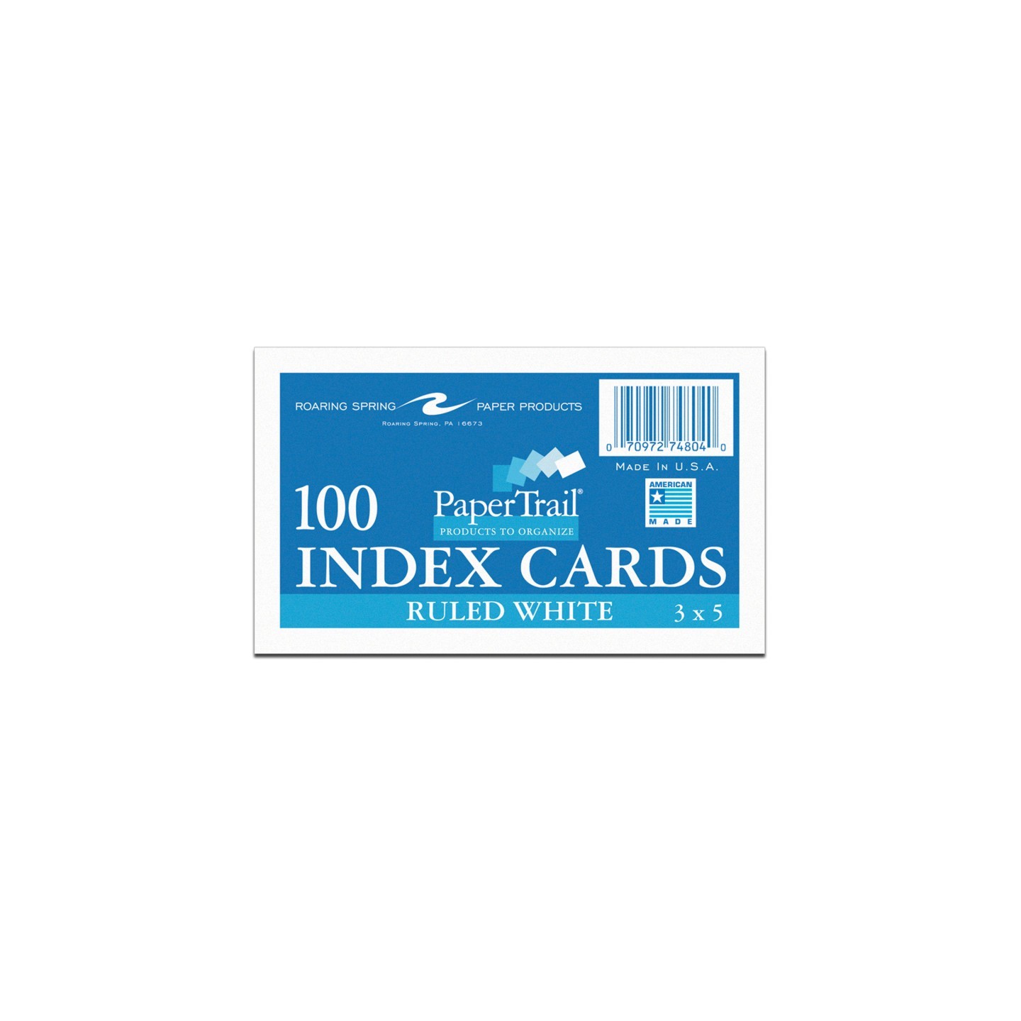 PaperTrail Index Cards, 3" x 5", Ruled, Pack of 100