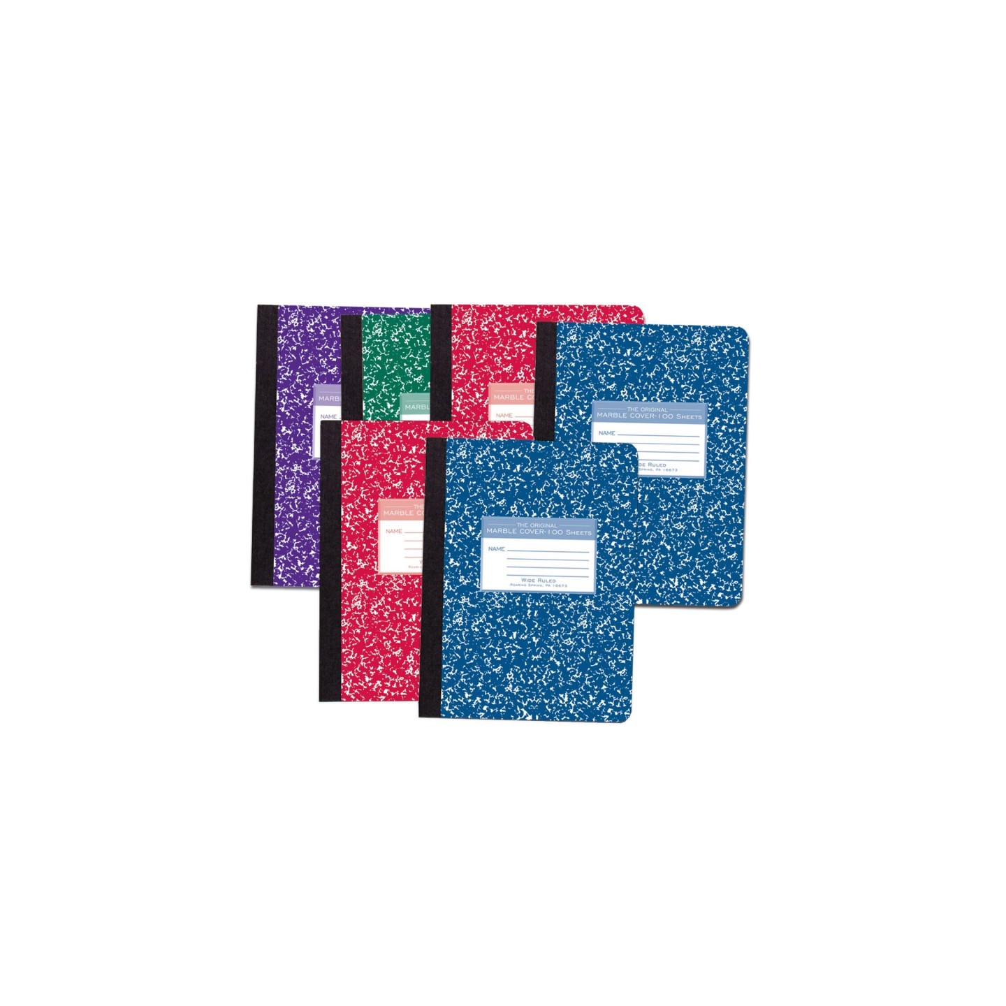 Roaring Spring Paper Products Marble Composition Book, Assorted Colors, Pack of 6