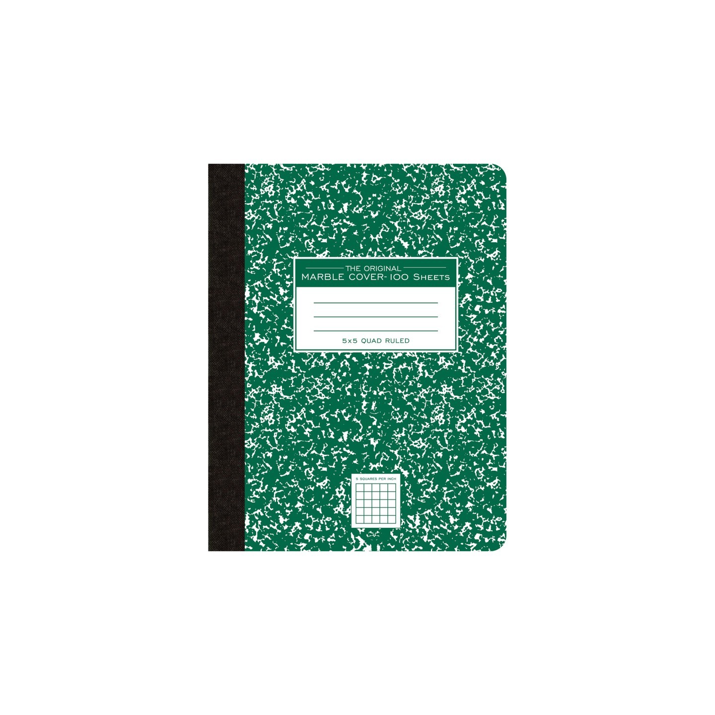 Roaring Spring Paper Products Composition Book, 5x5 Graph, 100 Sheets, 9.75" x 7.5", Green Marble