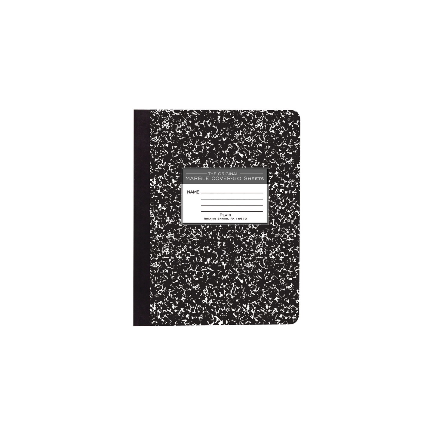 Roaring Spring Paper Products Composition Book, Unruled, 50 Sheets, 9.75" x 7.5" , Black Marble