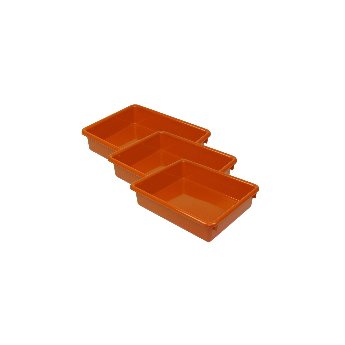 Romanoff Stowaway® 3" Letter Tray no Lid, Orange, Pack of 3