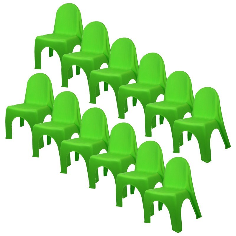 Romanoff Kid's Stacking Chairs, Brite Green, Pack of 12