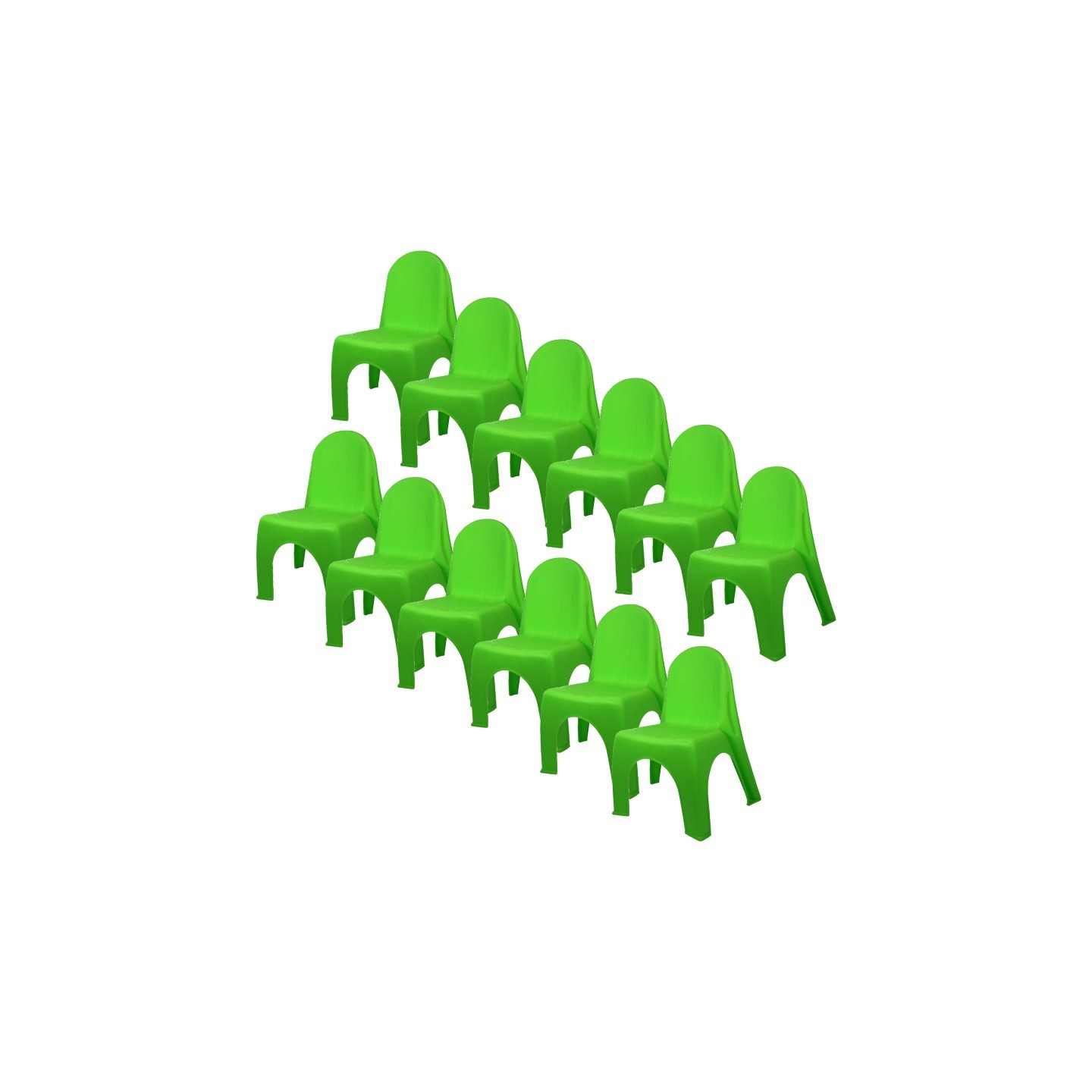 Romanoff Kid's Stacking Chairs, Brite Green, Pack of 12