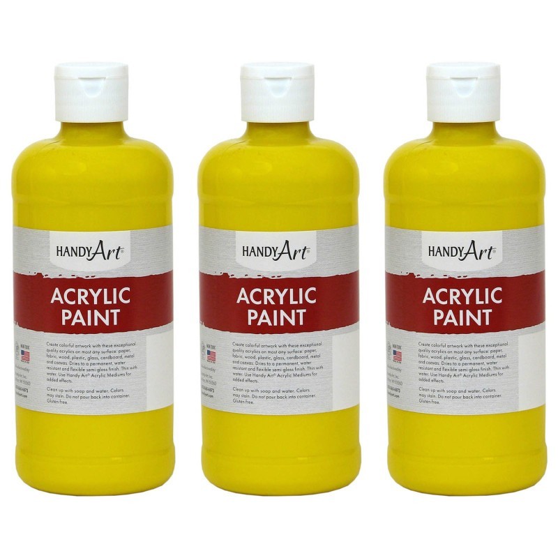 Handy Art® Acrylic Paint 16 oz, Chrome Yellow, Pack of 3