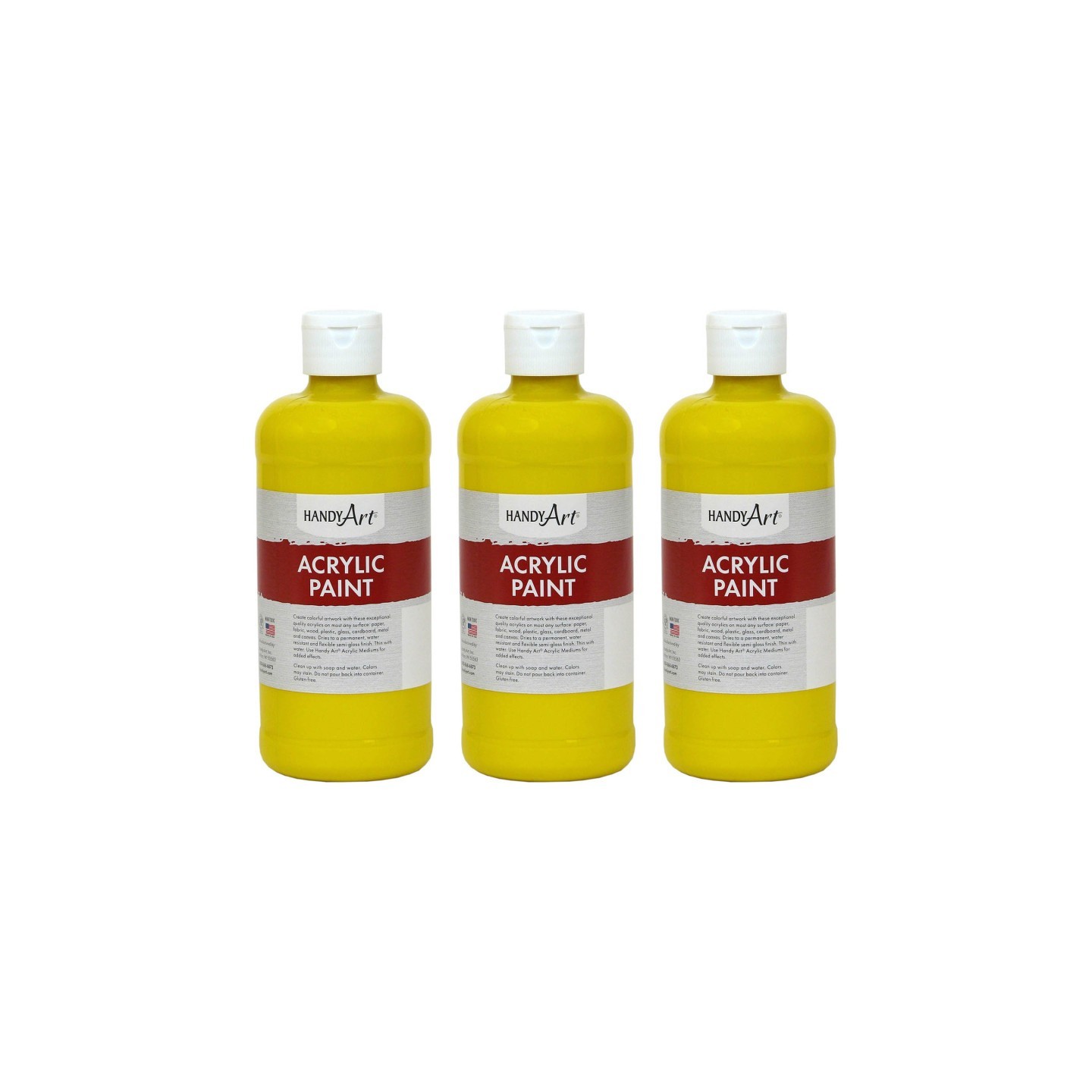 Handy Art® Acrylic Paint 16 oz, Chrome Yellow, Pack of 3