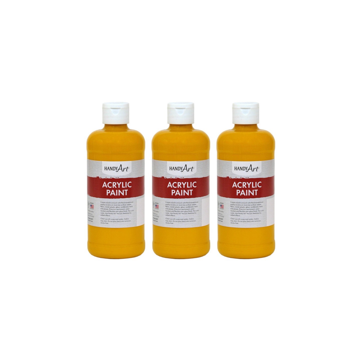 Handy Art® Acrylic Paint 16 oz, Deep Yellow, Pack of 3