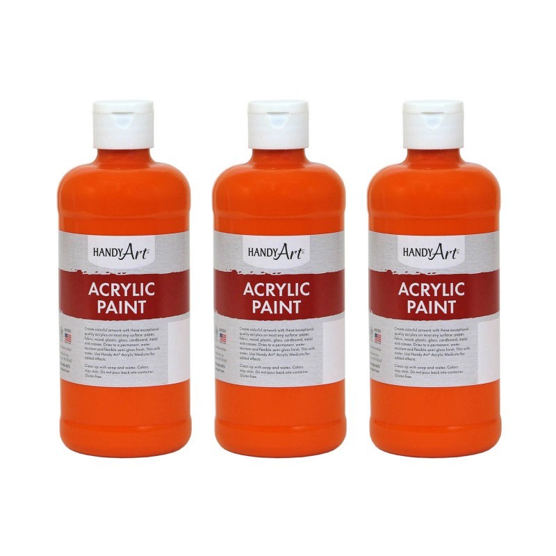 Handy Art® Acrylic Paint 16 oz, Chrome Orange, Pack of 3