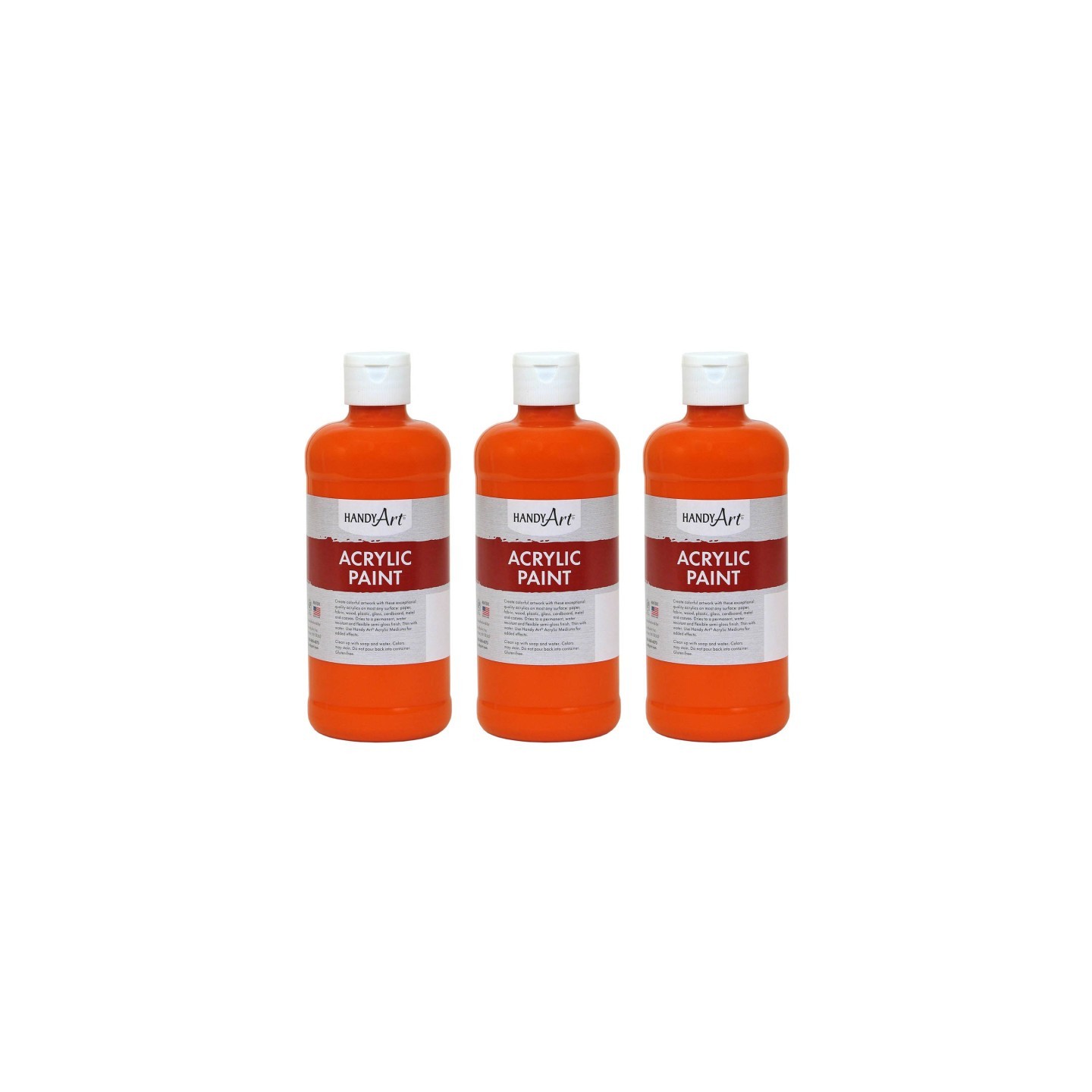 Handy Art® Acrylic Paint 16 oz, Chrome Orange, Pack of 3