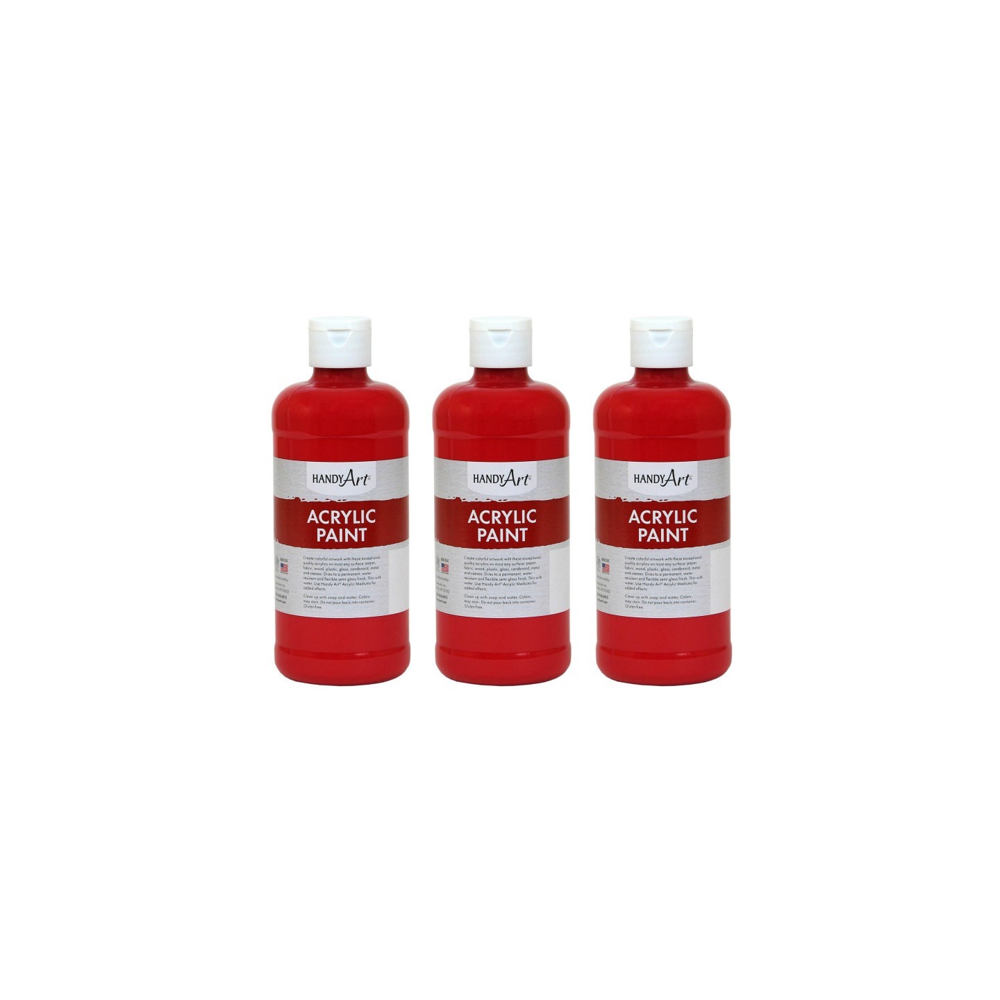 Handy Art® Acrylic Paint 16 oz, Brite Red, Pack of 3