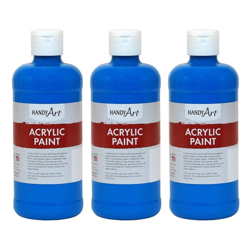 Handy Art® Acrylic Paint 16 oz, Cobalt Blue, Pack of 3