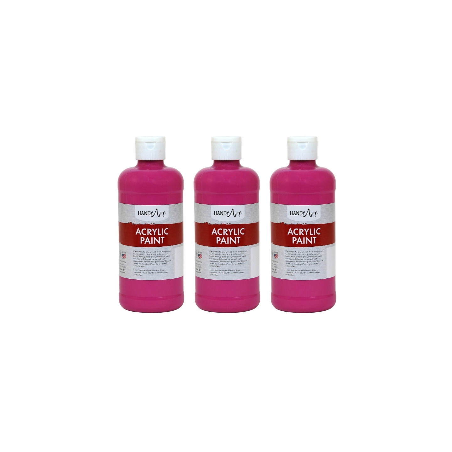 Handy Art® Acrylic Paint 16 oz, Magenta, Pack of 3