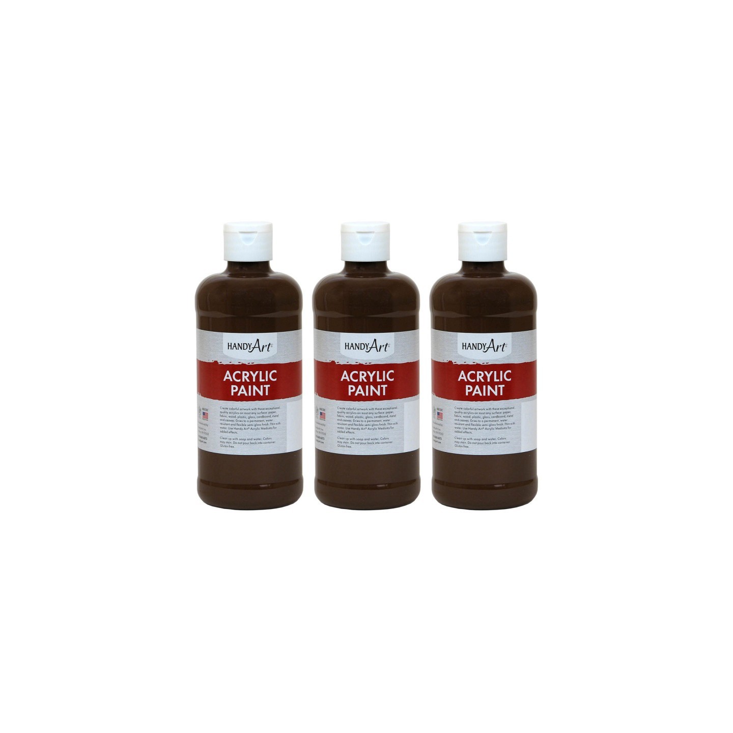 Handy Art® Acrylic Paint 16 oz, Burnt Umber, Pack of 3