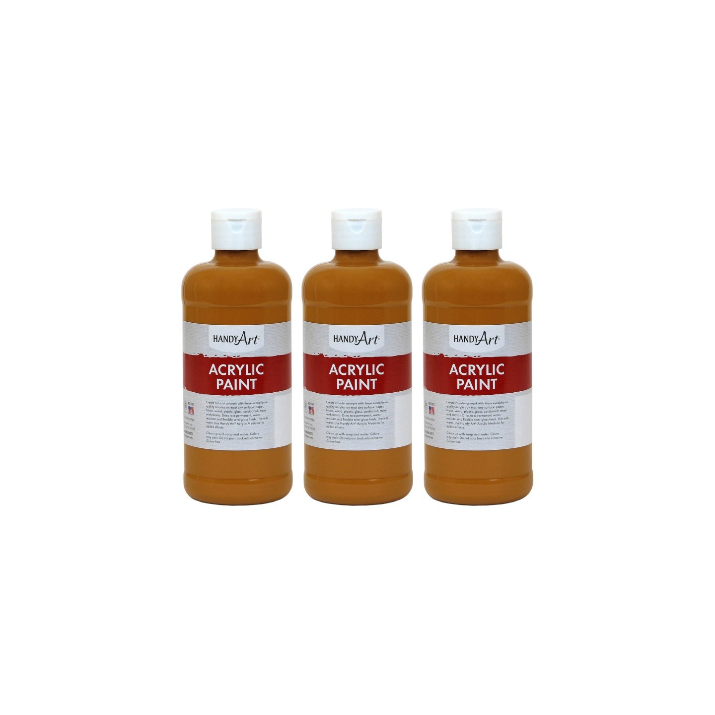 Handy Art® Acrylic Paint 16 oz, Raw Sienna, Pack of 3