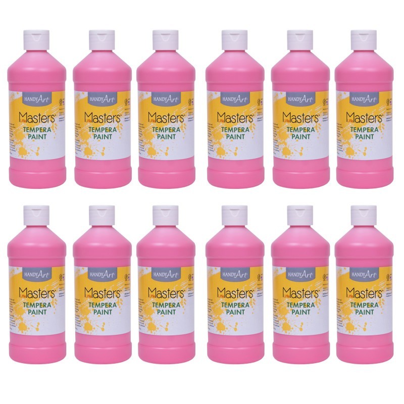 Handy Art® Little Masters® Tempera Paint, Pink, 16 oz., Pack of 12