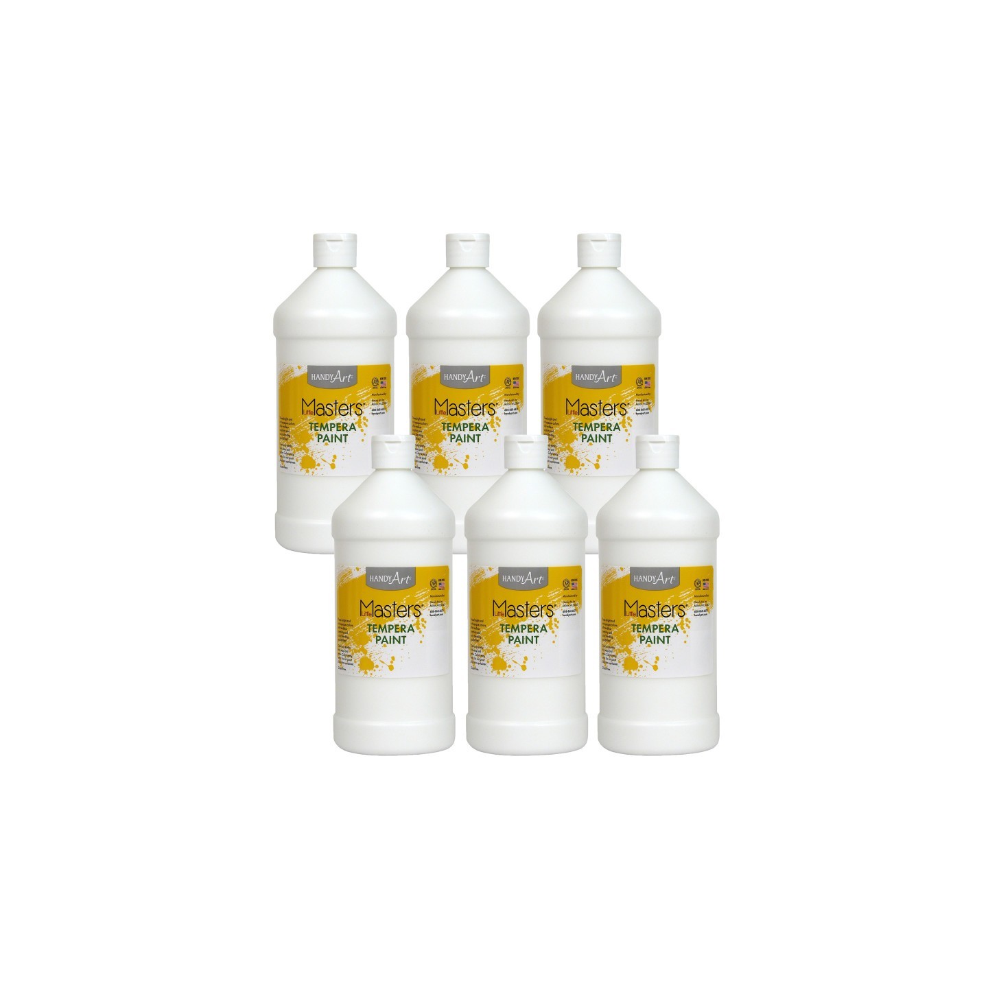 Handy Art® Little Masters® Tempera Paint, White, 32 oz., Pack of 6
