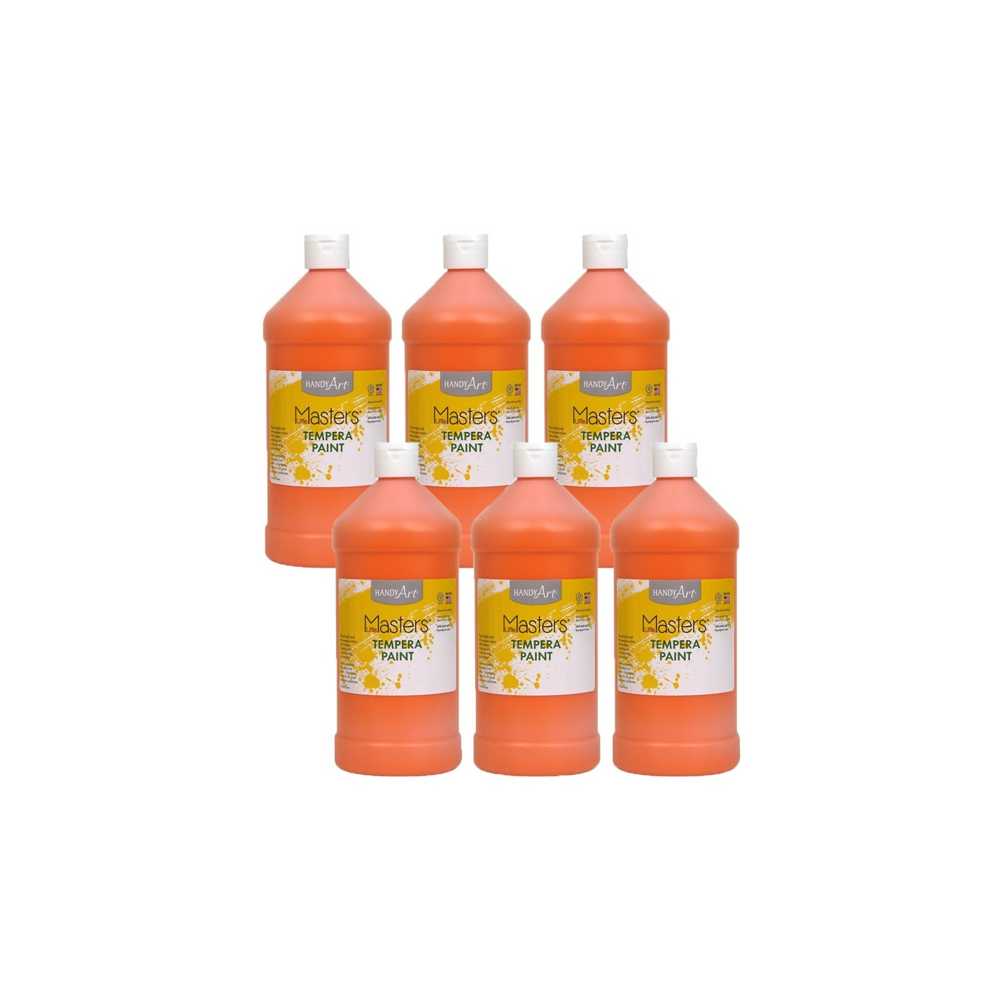 Handy Art® Little Masters® Tempera Paint, Orange, 32 oz., Pack of 6